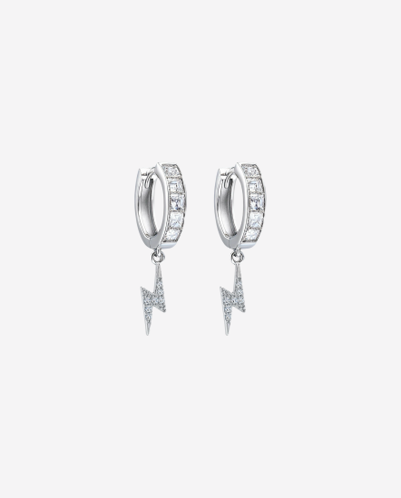 GLEAMER 閃電圈型耳環/銀色