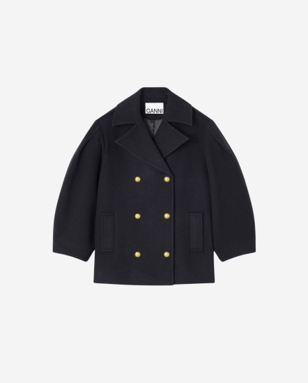 雙排扣球型短外套/海軍藍