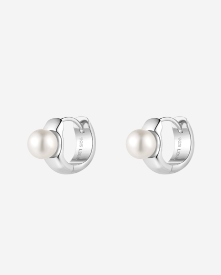 Pearl Silver Ring E-珍珠戒指型耳環