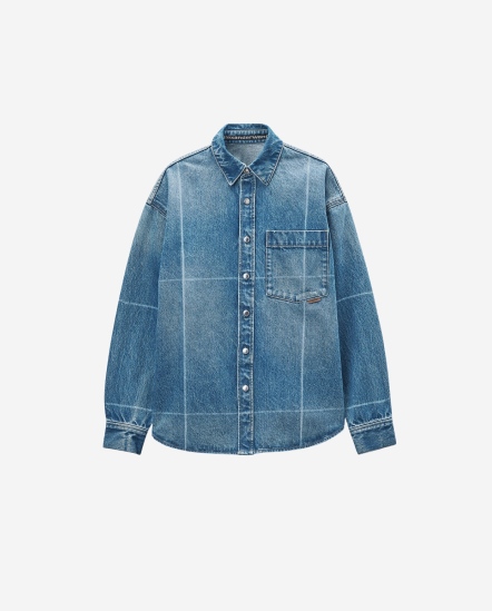 折痕水洗色牛仔襯衫