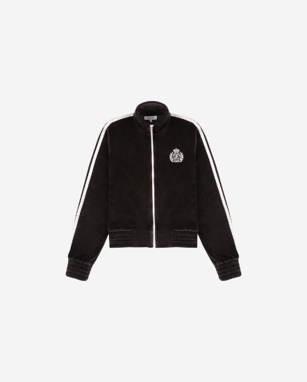 NY Crest-稻穗標白條絨面外套