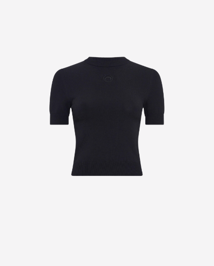 月亮短袖針織衣/黑色