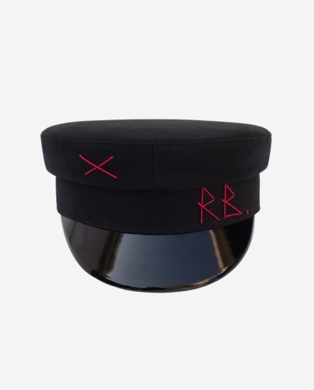 黑滑帽簷RB紅字[棉布]軍帽