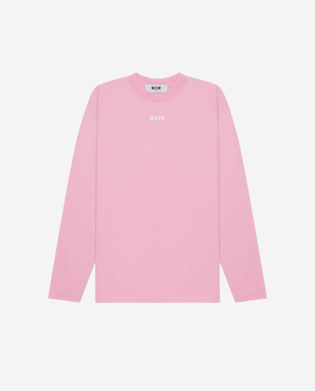 膠印小Logo長袖T/粉紅
