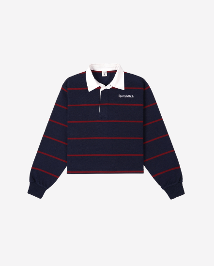 Serif Logo-小字橫條Polo衫/深藍色