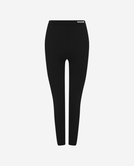Logo褲頭螺紋貼身褲Leggings