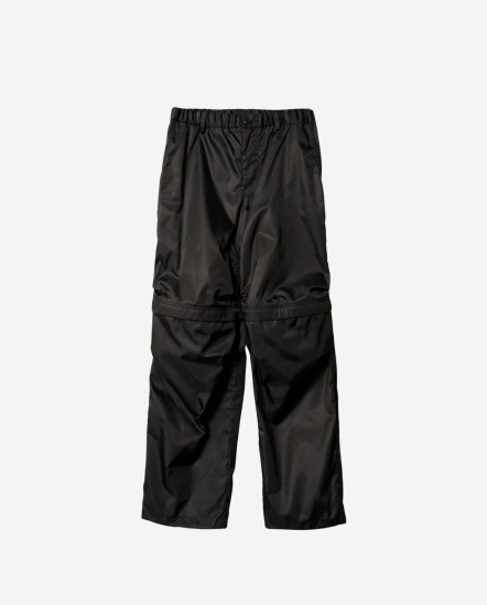 兩穿式尼龍布料長褲/黑色