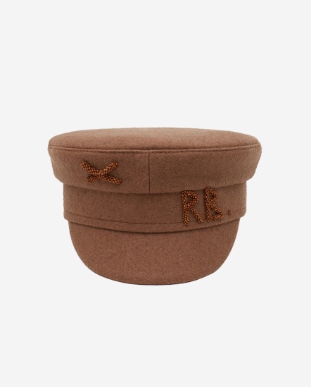 同色RB小珠串字毛料軍帽