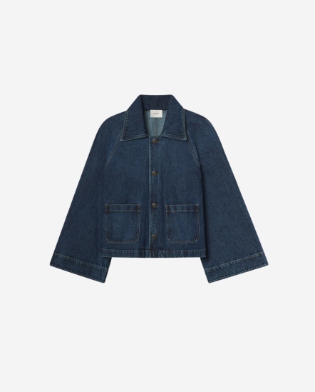 8008105 雙口袋寬袖牛仔外套