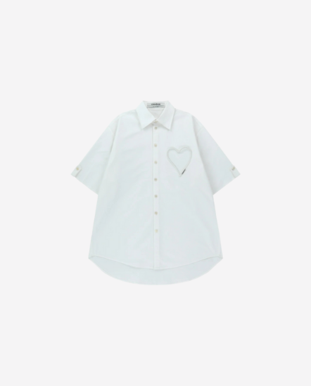 愛心網眼口袋短袖襯衫