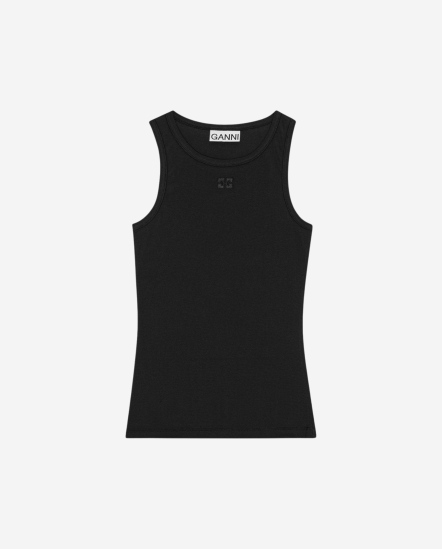 蝴蝶徽標素面背心/黑色