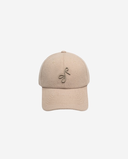 RB粗字毛料棒球帽/淺卡其