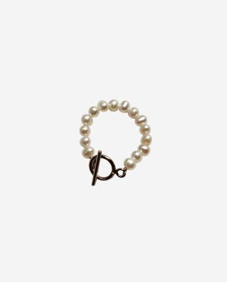 Circle Pearl-T環扣珍珠串戒指