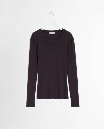 螺紋長袖T/墨黑