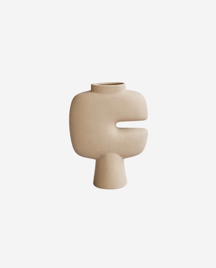 Tribal Vase Medio-缺口花瓶22*9*30/米色