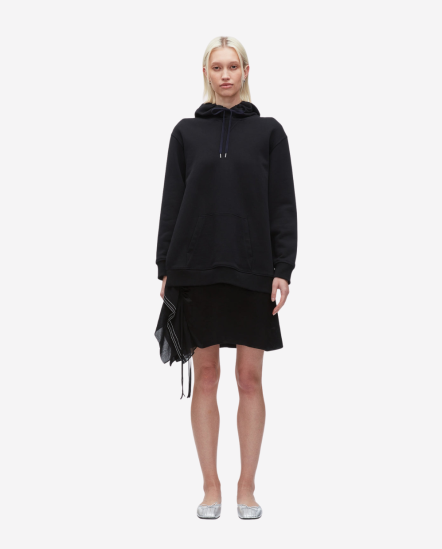 拼接緞面裙帽T洋裝