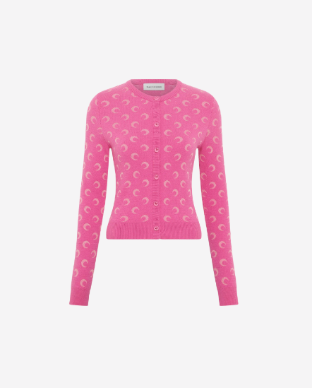 月亮緹花針織外套/桃紅色