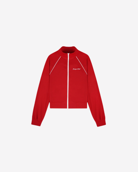Signature Logo-立領拉鍊外套/紅色