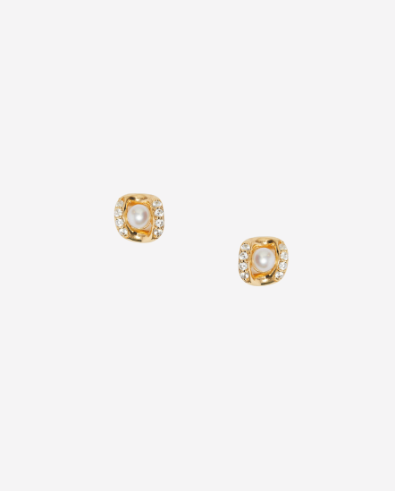 Rhombus Diamond Pearl-鑽包4mm珍珠小耳環