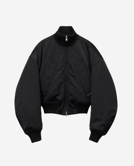 寬版螺紋高領飛行外套