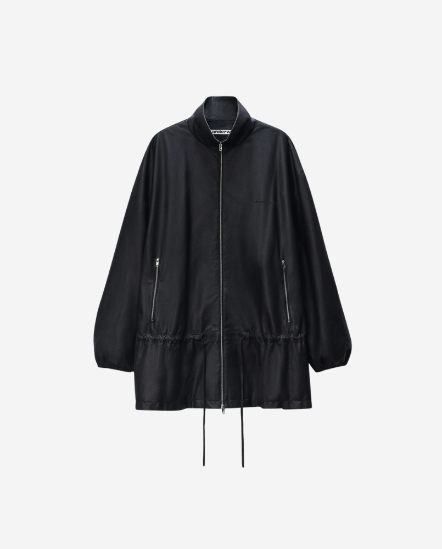 低腰抽繩皮革外套