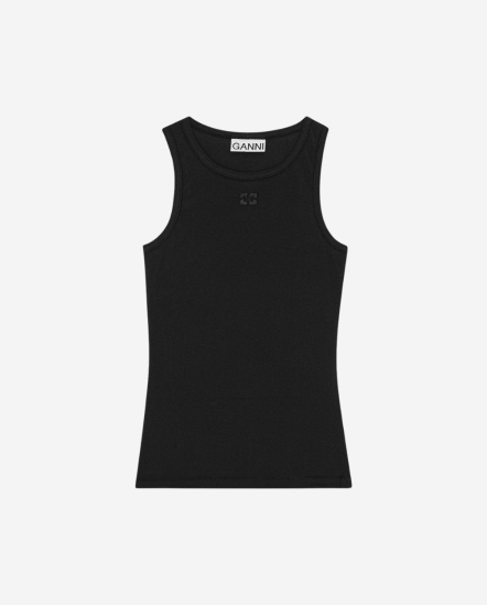 蝴蝶徽標素面背心/黑色