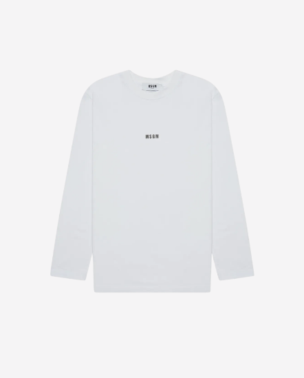 膠印小Logo長袖T/白色