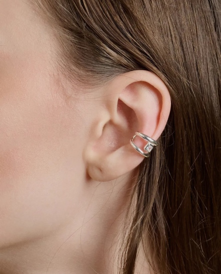 Sculpted Light-懸浮方鑽耳扣/單