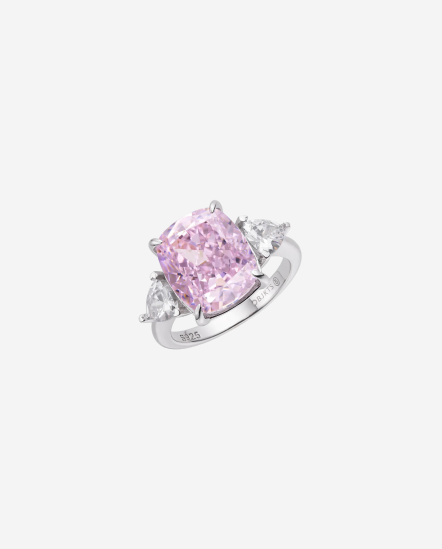 Dulcis-大方圓切割粉色單鑽戒指