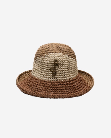 雙拼色捲帽緣針織漁夫帽