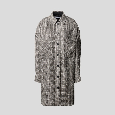 混色金線梭織織紋長版襯衫/淺灰色