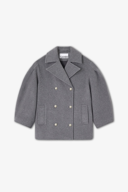 雙排扣球型短外套/灰色