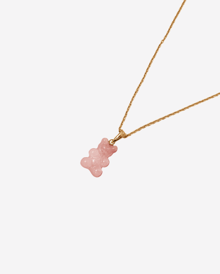Luv-粉色石英小熊項鍊/淡粉色