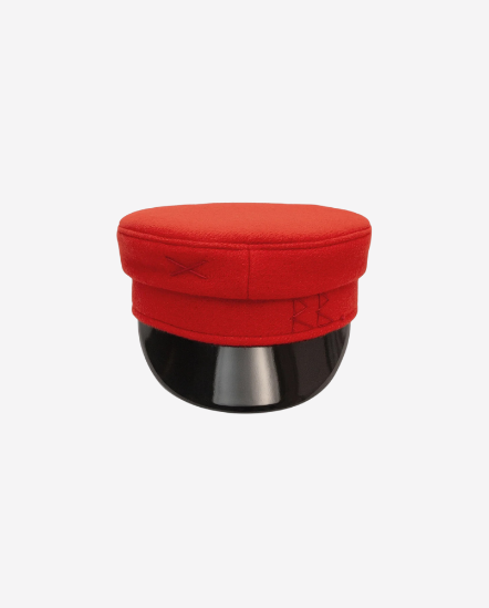 RB字黑帽簷毛料軍帽/紅色