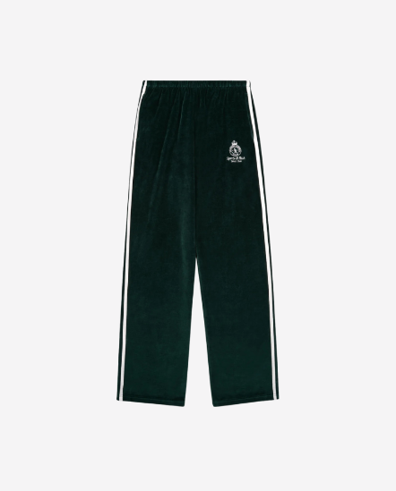 Crown Tennis-白徽標絨面寬褲