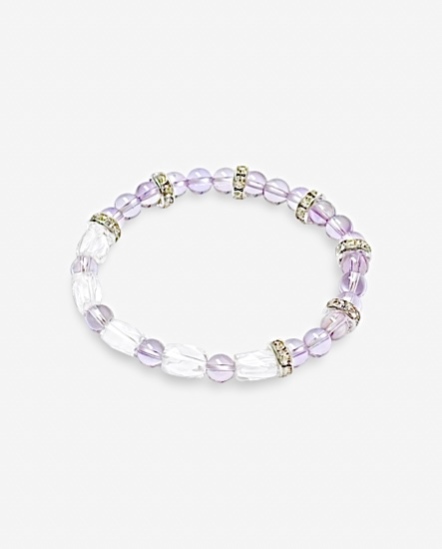 紫映凝光 紫水晶x白水晶 水晶手串 6mm