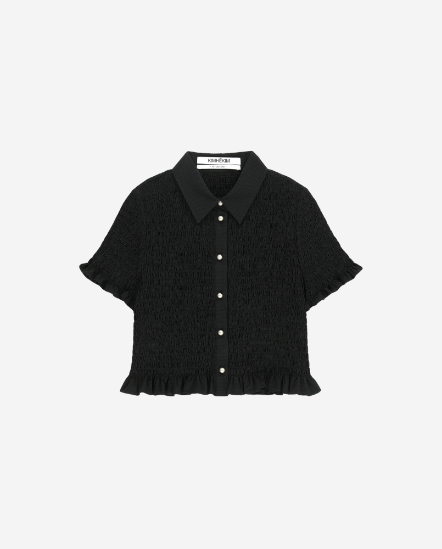 荷葉邊短袖襯衫