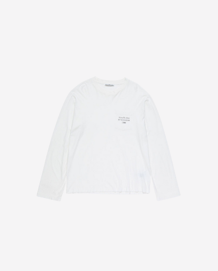 口袋1996標語長袖T/白色