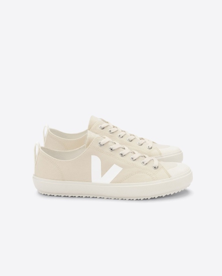 Nova-白色V 杏色底帆布鞋