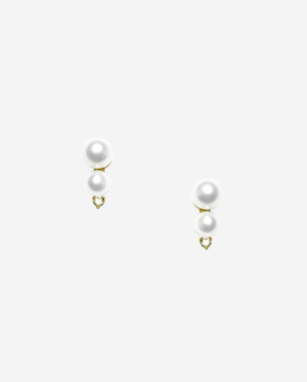Gradual 2 Pearls-6/5mm大小珍珠連鑽耳環
