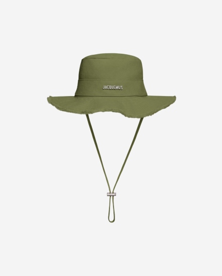 品牌Logo摩毛邊登山帽/卡其綠