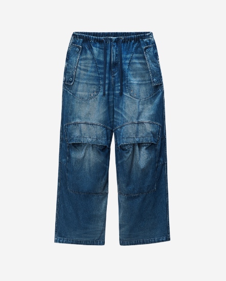 口袋工裝牛仔長褲