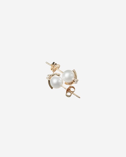 Maxi Botone Pearl-7mm珍珠弧型鑽貼耳環