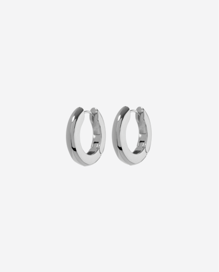 Carmella粗水滴圓素金屬耳環/20mm/銀色 