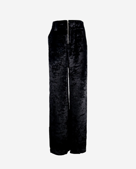 中拉鏈絨布長寬褲