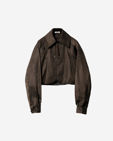 三角缺口尼龍短外套/深咖啡