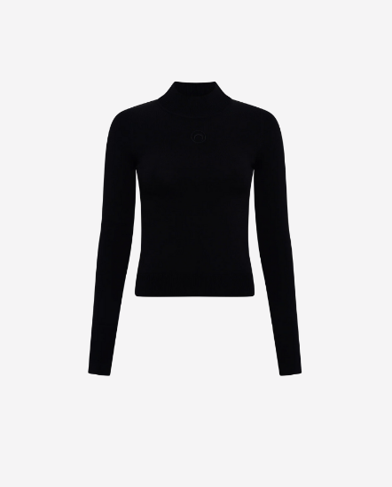 月亮緹花寬螺紋領針織衣