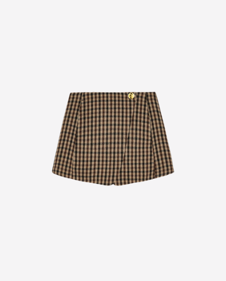 格紋金扣短裙