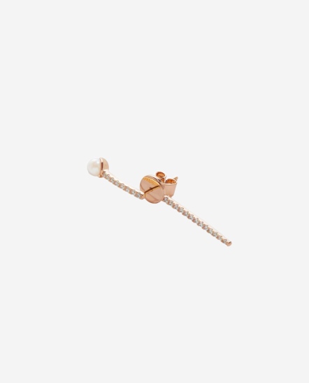 Crutch D P-4mm珍珠排鑽拐杖型耳環/單