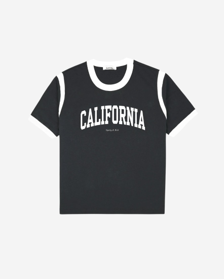 California-撞色條運動短袖T